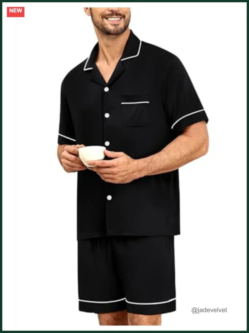 Mens Pajama Sets Short Sleeve Button Down Modal Soft Lounge Pjs with Pockets